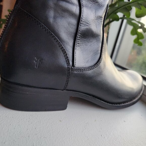NEW 9.5 Frye Melissa Equestrian Black Zip Tall Boots - Picture 8 of 16